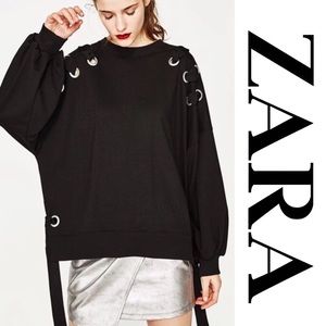 EUC: Zara Trafaluc Sweatshirt with Silver Eyelets